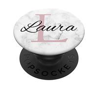 Laura Rose Pink Glamour Monogram Letter L Girls PopSockets PopGrip: Swappable Grip for Phones & Tablets