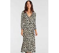 Laura Scott Animal Print Three-Quarter Length Sleeve Midi Dress Black Print