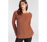Laura Scott Button Trim Round Neck Sweater Terracotta
