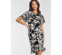 Laura Scott Floral Print A-Line Jersey Dress Black Floral