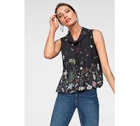 Laura Scott Floral Print Blouse Top Black Floral