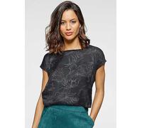 Laura Scott Floral Print Short Sleeve Blouse Black Floral
