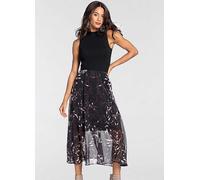 Laura Scott Floral Printed Chiffon Dress Black Print
