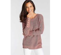 Laura Scott Round Neck Chunky Knit Jumper Pink Marl