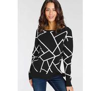 Laura Scott Round Neck Jacquard Jumper Black