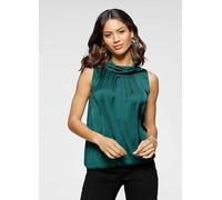 Laura Scott Satin Front Sleeveless Blouse Petrol