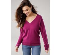 Laura Scott V-Neck Cashmere Jumper Fuchsia