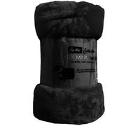 Laura Secret Fleece Faux Fur Roll Mink THROW Throws/Bed Blanket Beautiful Colours (Double, Black)