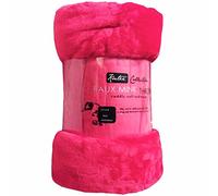 Laura Secret Fleece Faux Fur Roll Mink THROW Throws/Bed Blanket Beautiful Colours (Double, Fucshia Pink)