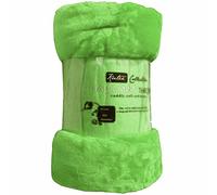 Laura Secret Fleece Faux Fur Roll Mink THROW Throws/Bed Blanket Beautiful Colours (Double, Green)