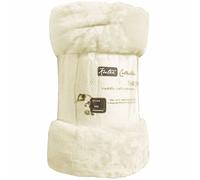 Laura Secret Fleece Faux Fur Roll Mink THROW Throws/Bed Blanket Beautiful Colours (Double, White Smoke)
