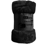 Laura Secret Fleece Faux Fur Roll Mink THROW Throws/Bed Blanket Beautiful Colours (King, Black)