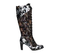 Laura Vita Alcbaneo Women's Victorian Black Grey Leather Knee-High Boots