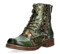 Infinity Leather Women's Floral Victorian Leather Lace-up Ankle Boots - Laura Vita Anitao in Green | Size: 8