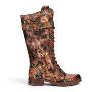 Laura Vita Anitao-21 Women's Tan Floral Gothic Victorian Mid Calf High Boots