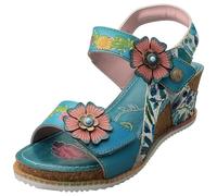Laura Vita Bonito 38 Womens Wedge Sandals in Turquoise - 7 UK