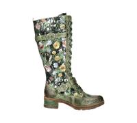 Laura Vita Cocrailo-82 Women's Gothic Floral Green Leather Lace Up Boots