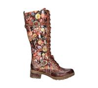 Laura Vita Cocrailo-82 Women's Gothic Floral Maroon Leather Lace Up Boots