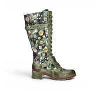Laura Vita Cocrailo-82 Women's Gothic Victorian Floral Green Knee-High Boots