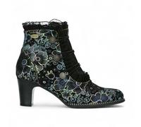 Laura Vita Elcodieo 224 Blue Floral Womens Gothic Victorian Leather Ankle Heeled Boots - Blue - UK 5 | EU 38 | US 8