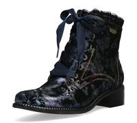 Laura Vita Emcmao 05 Women's Ankle Boots with Butterfly Pattern and Satin Ribbons, blue, 7 UK