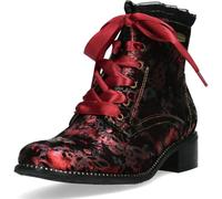 Laura Vita EMCMAO 05 Women's Metallic Floral Leather Ankle Boots | Satin Ribbon Laces, Side Zip Closure, Memory Foam Insole, 4 cm Flat Heel