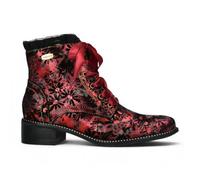 Laura Vita Emcmao-45 Floral Womens Gothic Victorian Red Leather Ankle Boots