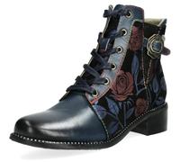 Laura Vita EMCMAO 67 Women's Floral Leather Ankle Boots | Memory Foam Insole, Block Heel 4 cm, Zip & Lace Closure, Rose Print Upper