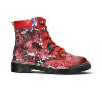Laura Vita Incaso-39 Women's Gothic Floral Leather Lace-Up Ankle Boots