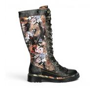 Laura Vita Incaso-50 Women's Gothic Victorian Floral Black Knee-High Boots