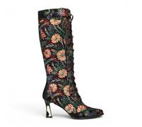 Laura Vita Oanelo-02 Women's Black Gothic Floral Leather Long Boots