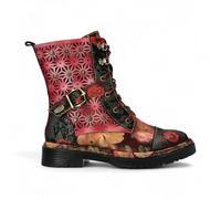 Laura Vita Women’s Incaso-36 Gothic Victorian Floral Leather Lace-Up High Ankle Boots - Side Zip Closure