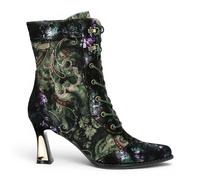 Laura Vita Womens Gothic Victorian Green Leather Heeled Lace-Up Boots - Oanelo-03 - Size EU 39