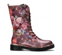 Laura Vita Incaso-18 Floral Womens Gothic Victorian Leather Lace-Up High Combat Boots Burgundy EU 38
