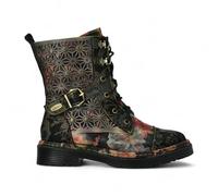 Laura Vita Women's Incaso 36 Floral Gothic Victorian Leather Ankle High Boots in Black | Size: 6.5 laura vita Black 6.5