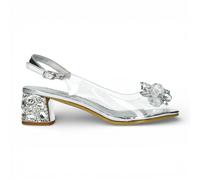 Laura Vita Womens Women’s Mily-22 Clear Silver Slip-On Cinderella Heel Sandals - Size EU 39