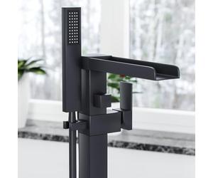 Laura Waterfall Freestanding Bath Shower Mixer Tap Matte Black