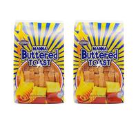 Laura's Manna Buttered Toast 200g, Crispy Butter Flavoured Toasted Bread Biscuits, Halal Certified Crunchy Snack for Breakfast & Tea Time, Pack of 2
