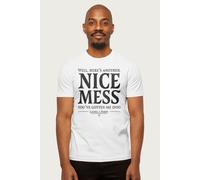Laurel And Hardy Men's Here's Another Nice Mess Ollie Quote T-Shirt in White | Size: XL Laurel And Hardy White XL