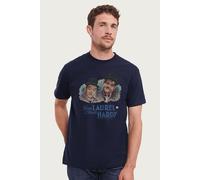Laurel And Hardy Men's Stan Laurel & Oliver Hardy Comedy Duo Painted Portrait T-Shirt in Navy | Size: Small Laurel And Hardy Navy S