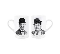 Laurel and Hardy Mug Set - Vintage Film Comedy Duo Stan Laurel and Oliver Hardy Hollywood Movie Gift/Present - Tea Coffee White Ceramic Set of 2 Mugs