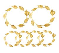 Laurel Crown,6Pcs Realistic Gold Leaf Crowns,Iron & Fabric Laurel Wreath Crown,Greek Headpiece Goddess Costume for Women Men Party/7 Inch