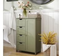 (Laurel Green) Bathroom Floor Storage Cabinet, Bathroom Storage Unit with 4 Drawers, Bathroom Cabinet Freestanding, with 1 Door, Adjustable Shelf