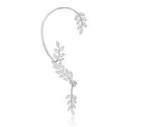 Laurel Leaf Ear Cuff Earring, 18k Gold Plated Leaf Ear Cuff, Adjustable Rotation Leaf Earring, Leaf Ear Cuff Earring Jewelry for Women (Silver, Right)