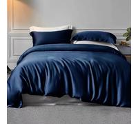 Laurel & Mason 100% Bamboo Luxury 4 Piece Duvet Set - Deluxe Bedding with 2 Pillowcases, Fitted Sheet and Duvet Cover (Navy Blue, UK King Size)