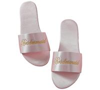 Laurel & Mason Satin Spa Slippers For Bridesmaid, Silk Open Toe Slipper for Women Bachelorette Party Hen Night Wedding Engagement (Pink, UK Footwear Size System, Adult, Women, Numeric, Medium, 5)