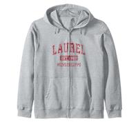 Laurel Mississippi MS Vintage Sports Design Red Design Zip Hoodie