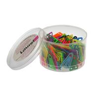 Laurel Plastiklips Reusable & Recyclable Paperclips - Assorted 35mm Tub of 200 3