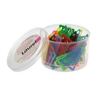 Laurel Plastiklips Reusable & Recyclable Paperclips - Assorted 60mm Tub of 75