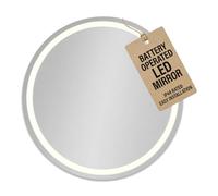 Laurel Round LED Bathroom Mirror Frameless Battery Operated - 600x600mm | Rocker Switch, Wall Mounted, Natural White Lighting, No Mains Wiring, Circular Mirrors, Modern Style, Indoor Spaces